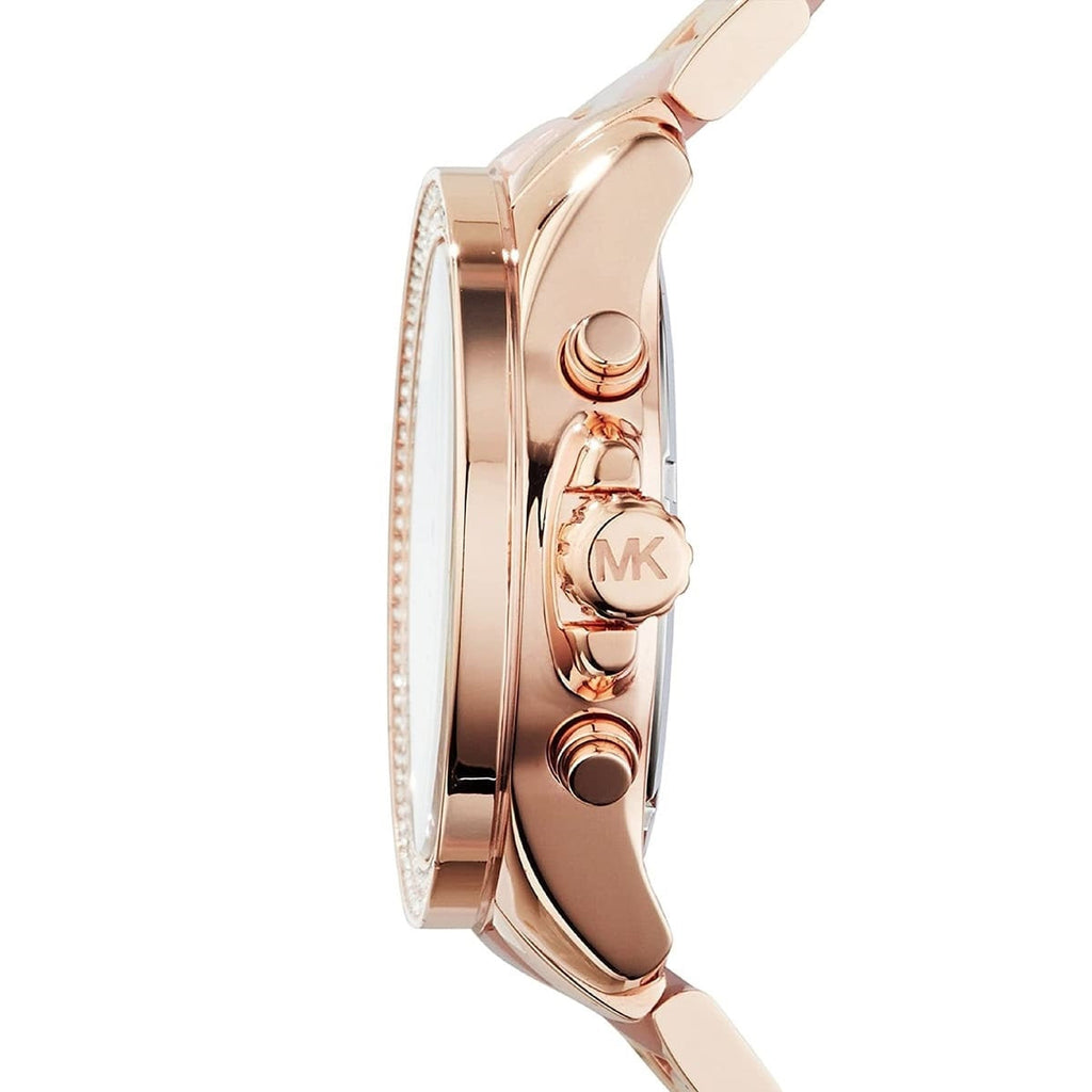 Michael Kors Womens Watch MK6096 – Rose Gold Strap & Pave Crystal