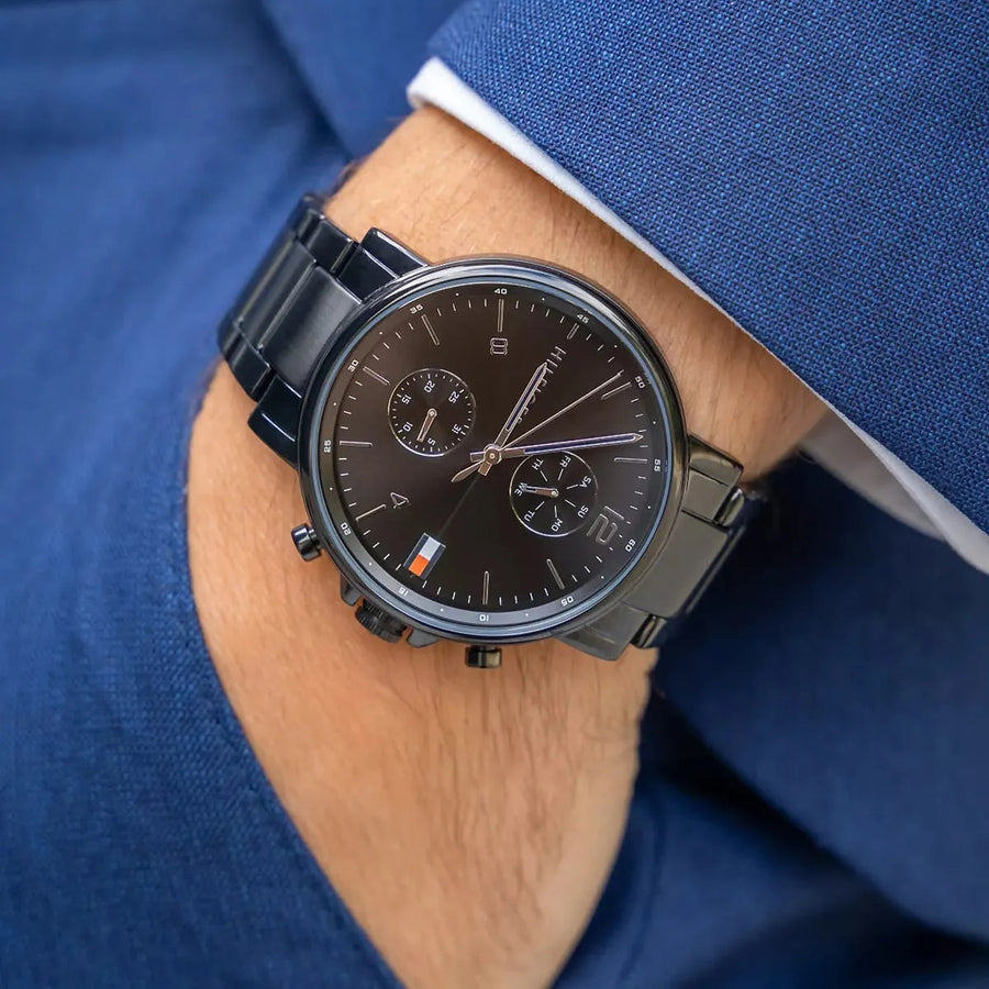 Tommy Hilfiger 1710414 Black Stainless Steel Strap With Black Dial Watch For Men