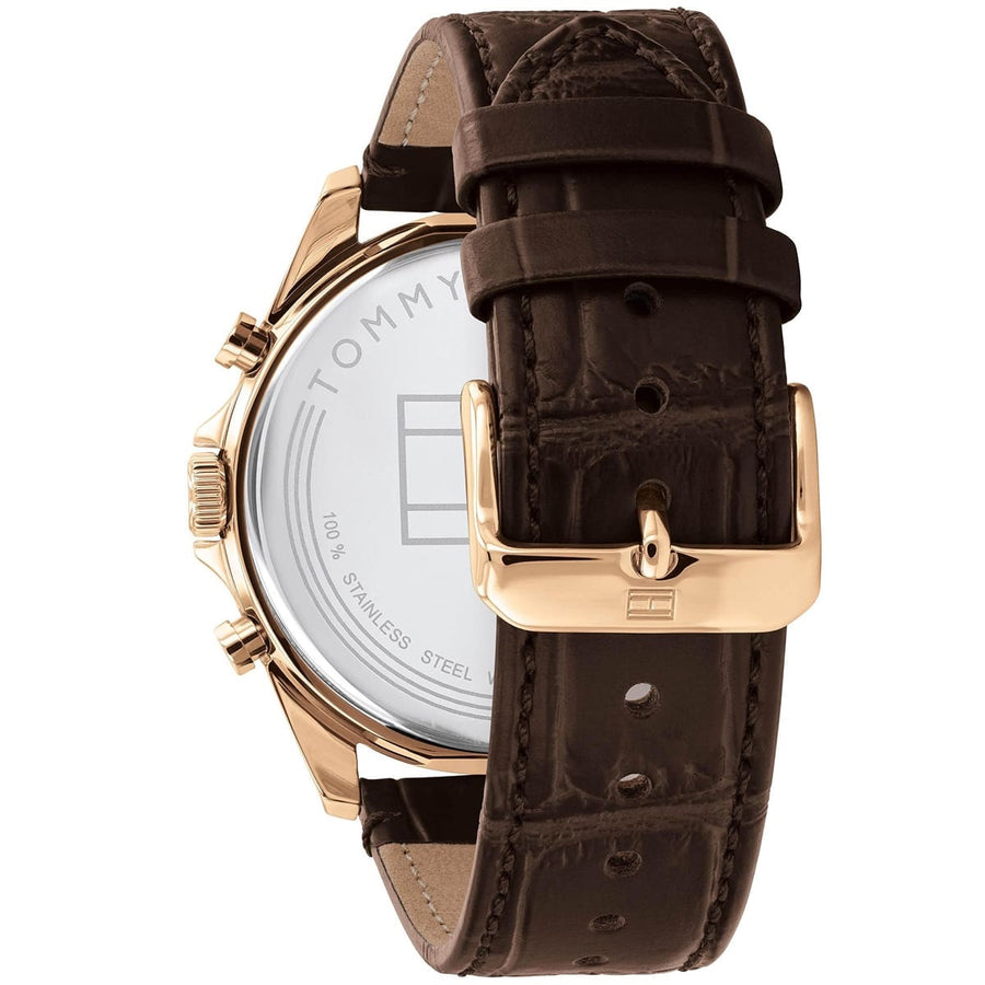 Tommy Hilfiger 1710453 Mens Watch Brown Leather Strap With Blue Dial