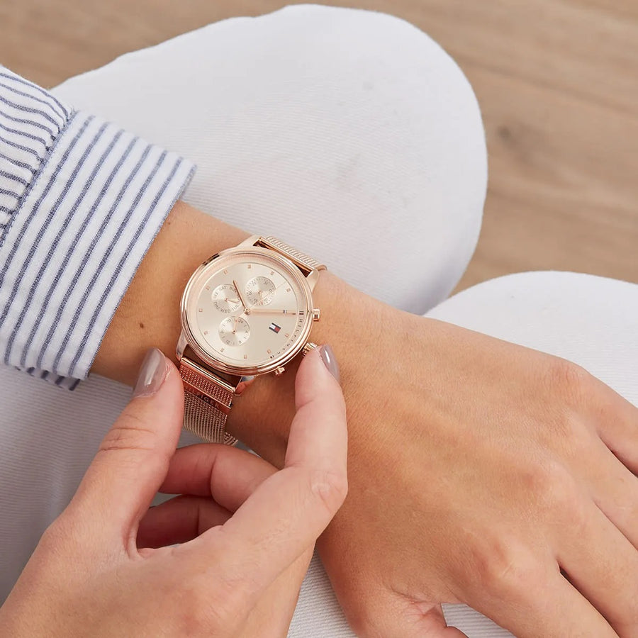 Tommy Hilfiger 1781907 Women's Watch Rose Gold Stainless Steel Strap With Rose Gold Dial