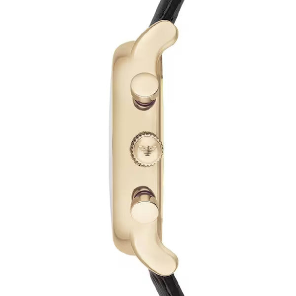 Emporio Armani AR1917 Mens Watch Black Leather Strap Black Dial