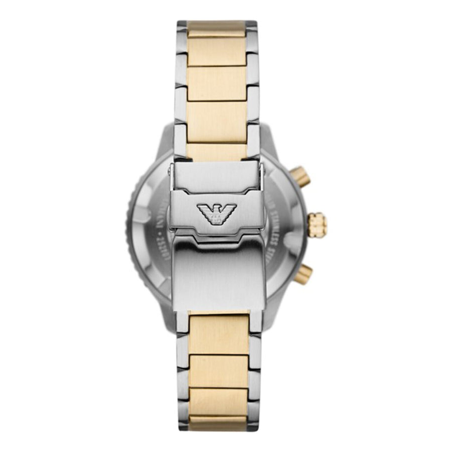 Emporio Armani Ar11361 Gold & Silver Stainless Steel Strap With Green Dial Watch For Men