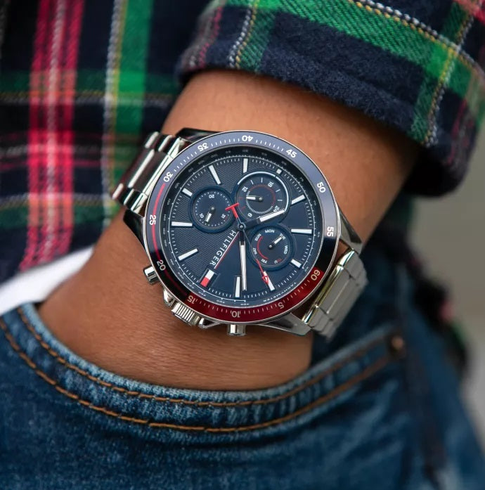 Tommy Hilfiger 1791718 Mens Watch Stainless Steel With Blue Dial