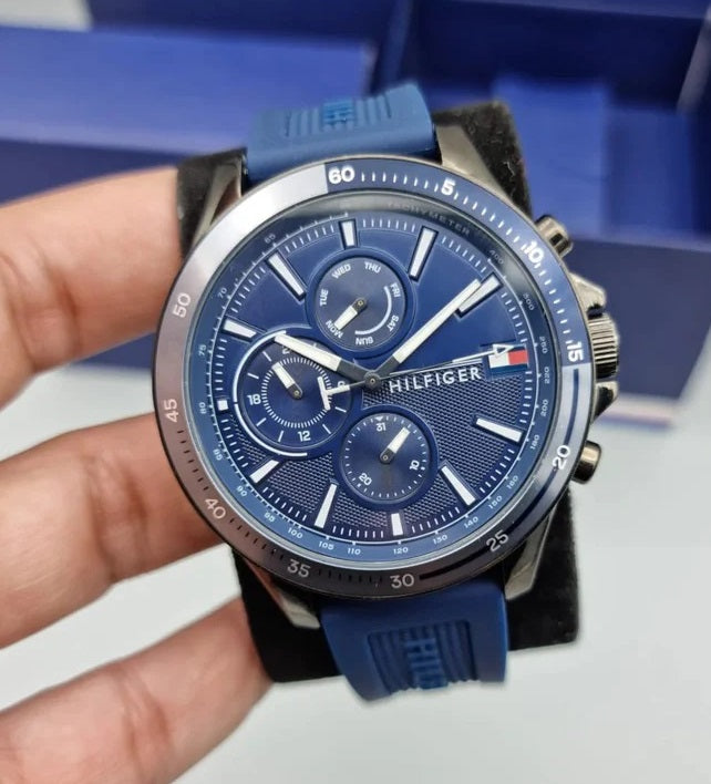Tommy Hilfiger 1791721 Mens Watch Rubber Blue Strap With Blue Dial