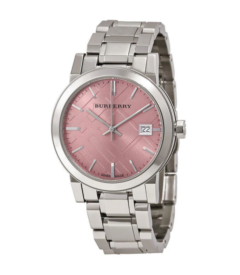 Burberry BU9124 Silver Stainless Steel Strap With Pink Dial Watch For Women