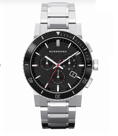 Burberry Men’s Watch Stainless Steel Silver Strap With Black Dial BU9380 The City
