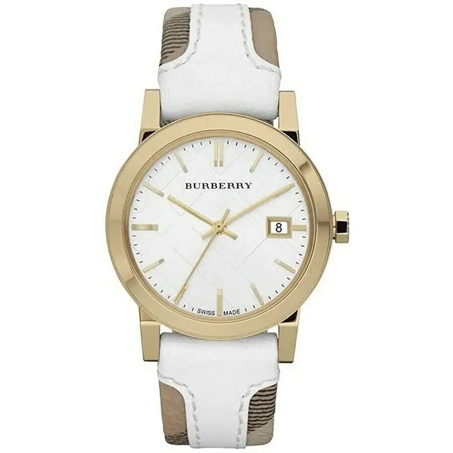 Burberry BU9110 Womens Watch Leather Strap And White Dial