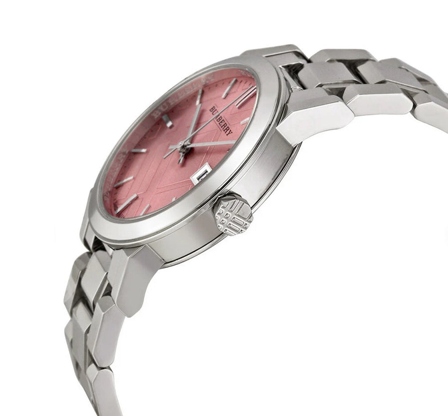 Burberry BU9124 Silver Stainless Steel Strap With Pink Dial Watch For Women