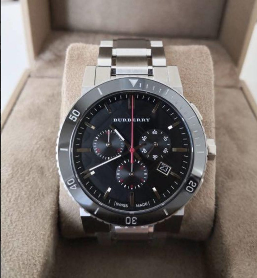 Burberry Men’s Watch Stainless Steel Silver Strap With Black Dial BU9380 The City