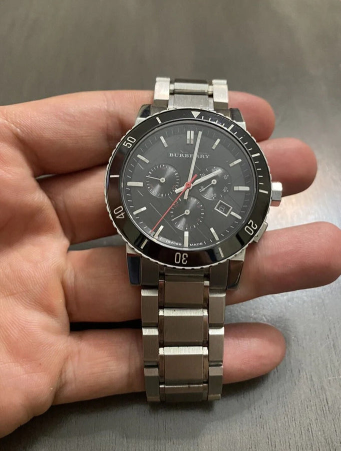 Burberry Men’s Watch Stainless Steel Silver Strap With Black Dial BU9380 The City