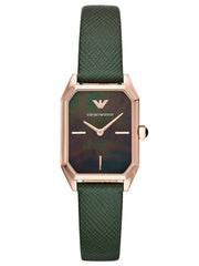 Emporio Armani AR11149 Green Leather Strap With Black Dial Watch For Women