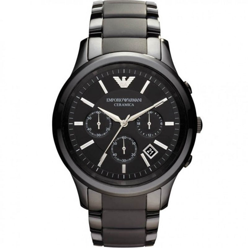 Emporio Armani Ar1452 Mens Watch Ceramic Black Strap With Black Dial