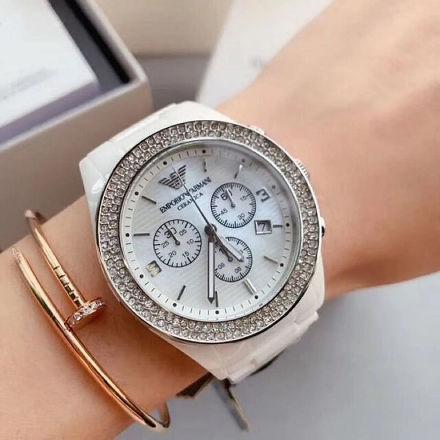 Emporio Armani AR1456 White Ceramica Watch For Women