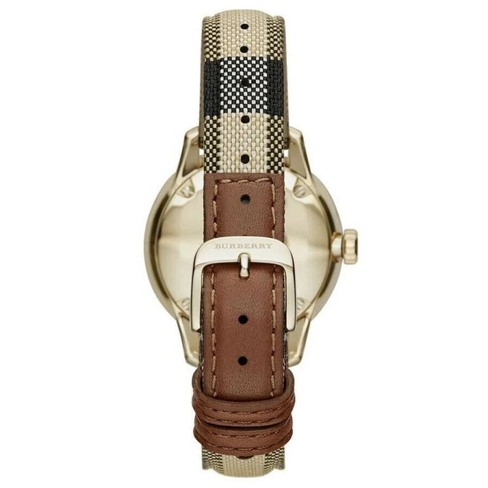 Burberry BU10104 Multicolor Leather Strap With Gold Dial Watch For Women
