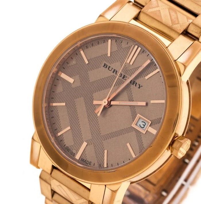 Burberry BU9039  Rose Gold Stainless Steel Strap With Gold Dial Watch For Unisex