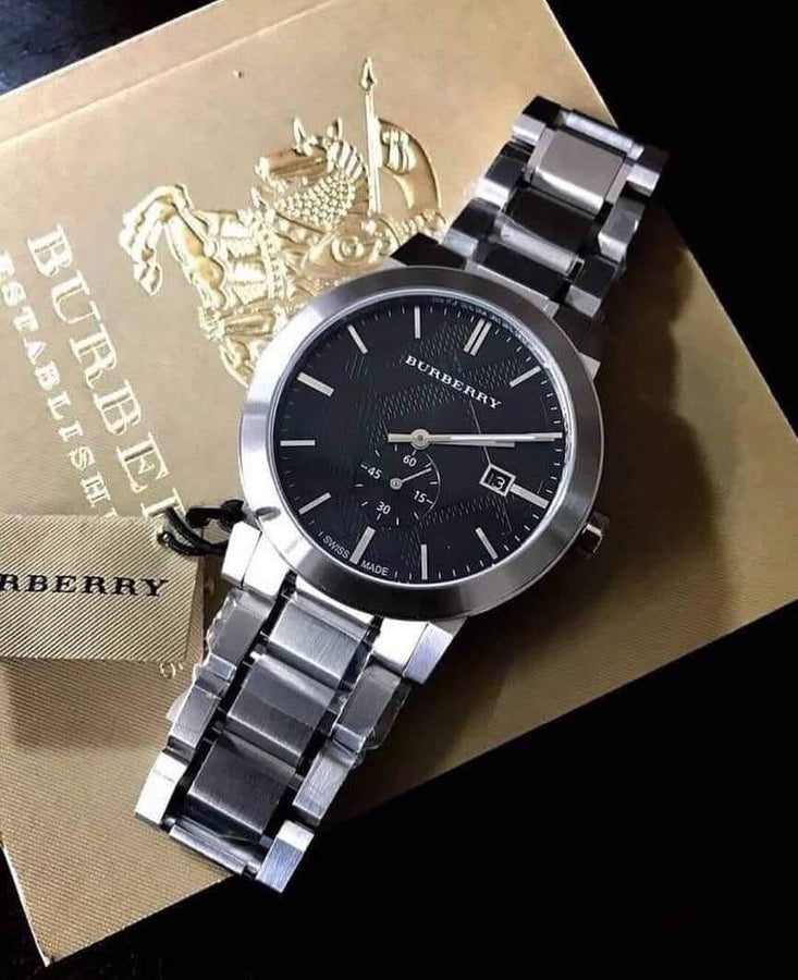 Burberry BU9901 Silver Stainless Steel Strap With Black Dial Watch For Men
