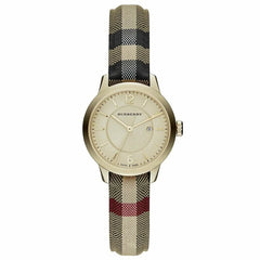 Burberry BU10104 Multicolor Leather Strap With Gold Dial Watch For Women