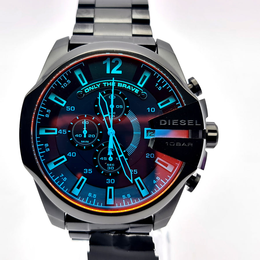 Diesel DZ4318 Black Mens Watch Stainless Steel Black Iridescent Dial