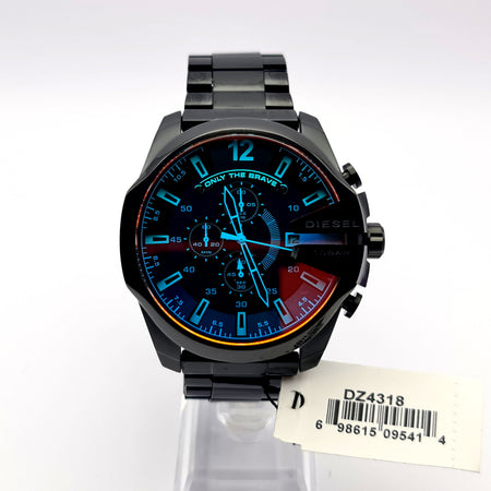 Diesel DZ4318 Black Mens Watch Stainless Steel Black Iridescent Dial