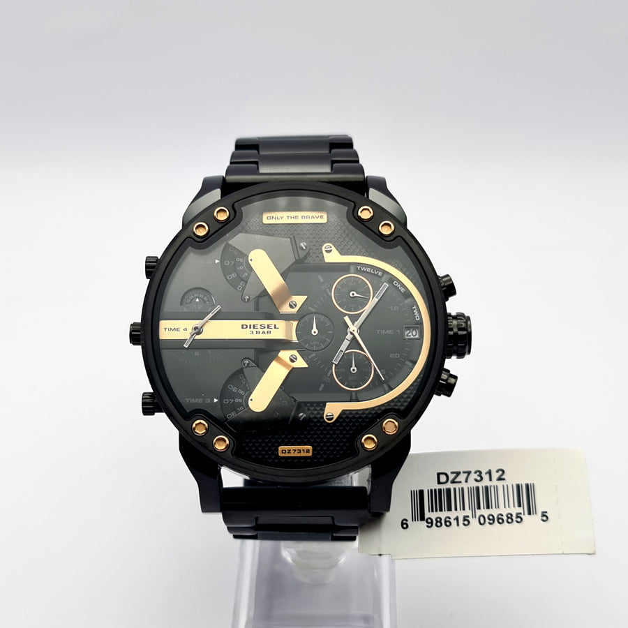 Diesel DZ7312 Mens Watch Stainless Steel Black With Gold Dial