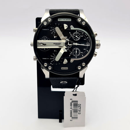 Diesel Mens Watch DZ7313 XL Black Leather Strap With Black Dial