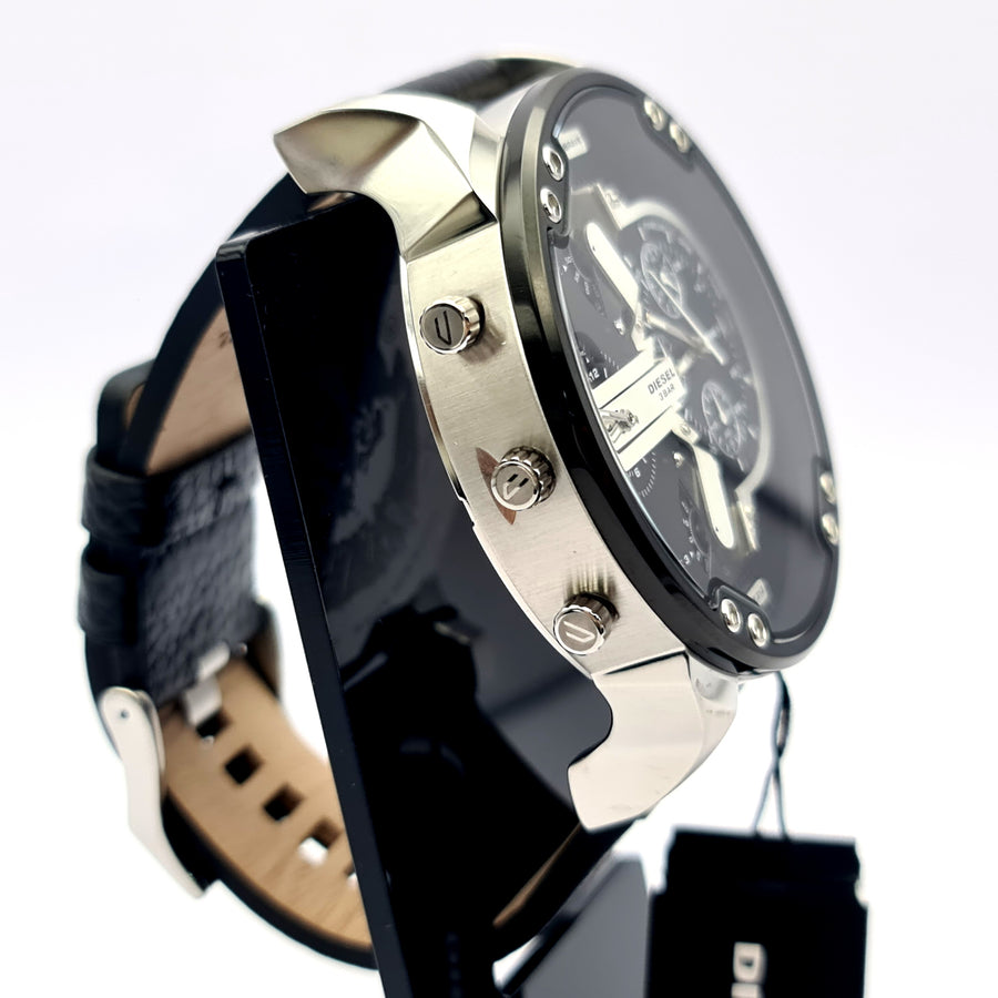 Diesel Mens Watch DZ7313 XL Black Leather Strap With Black Dial