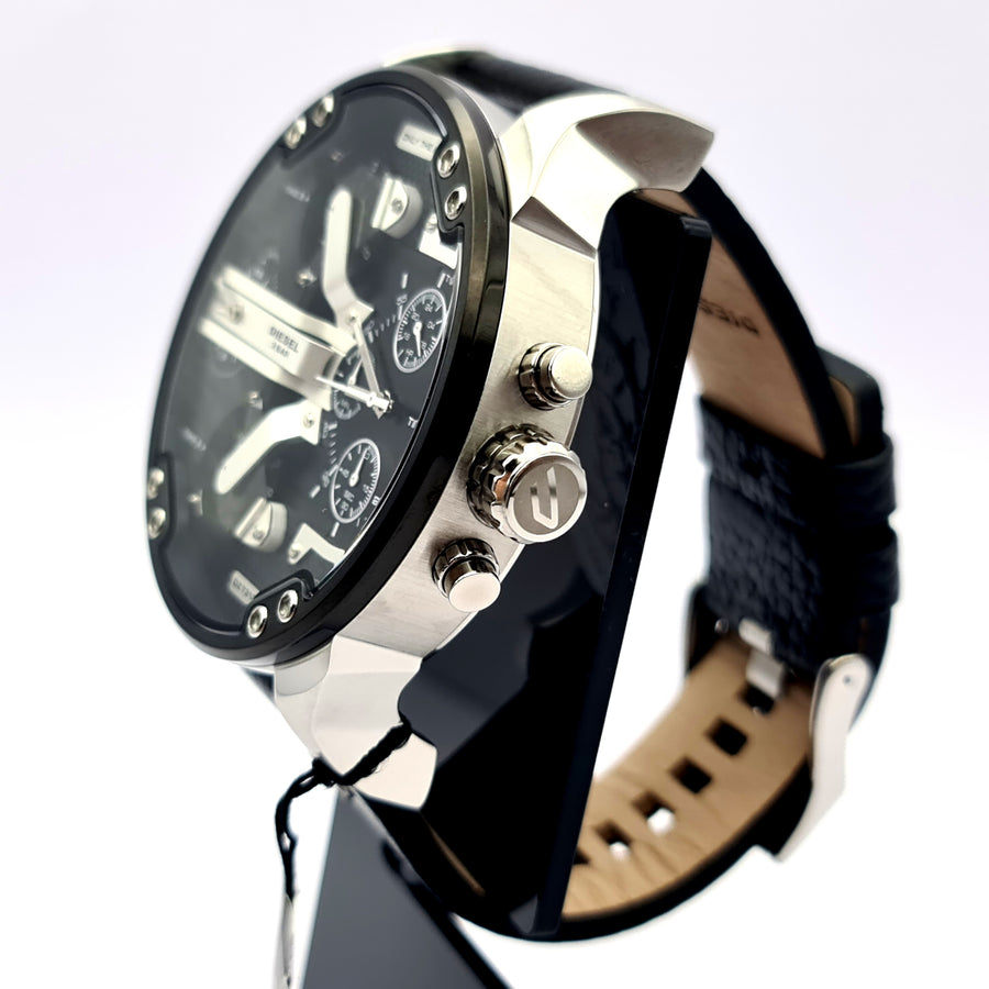 Diesel Mens Watch DZ7313 XL Black Leather Strap With Black Dial