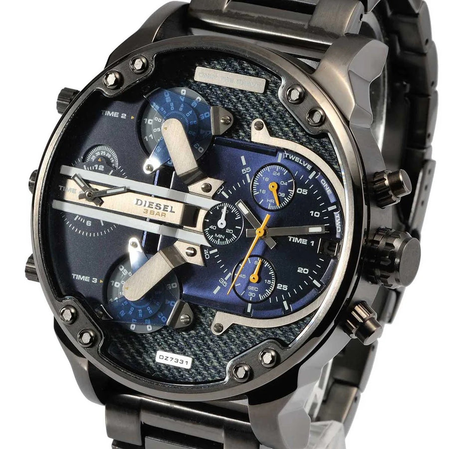 Diesel DZ7331 Grey Stainless Steel With Blue Dial Mens Watch