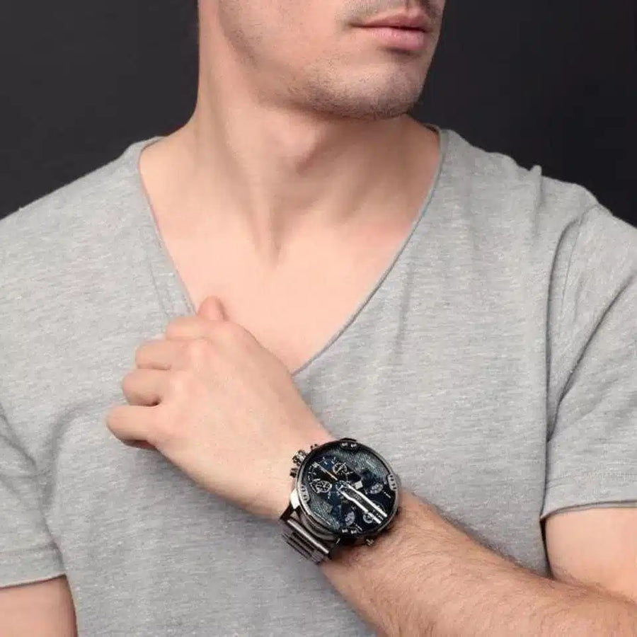 Diesel DZ7331 Grey Stainless Steel With Blue Dial Mens Watch