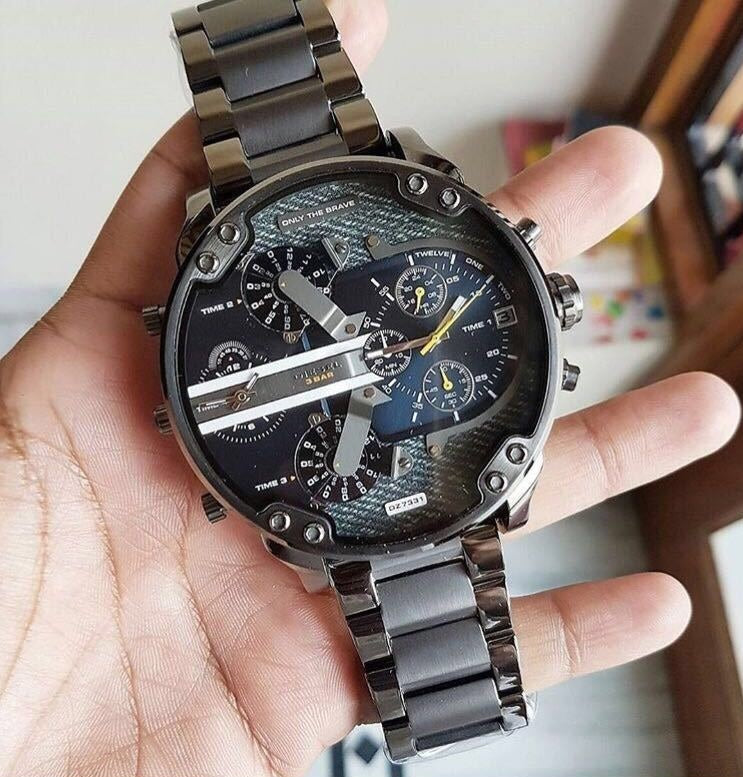 Diesel DZ7331 Grey Stainless Steel With Blue Dial Mens Watch