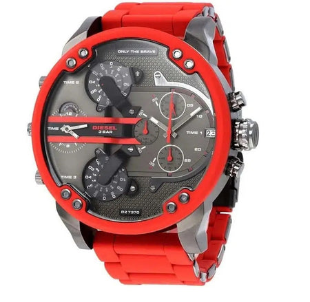 Diesel DZ7370 Red Rubber Strap With Grey Dial Men's Watch
