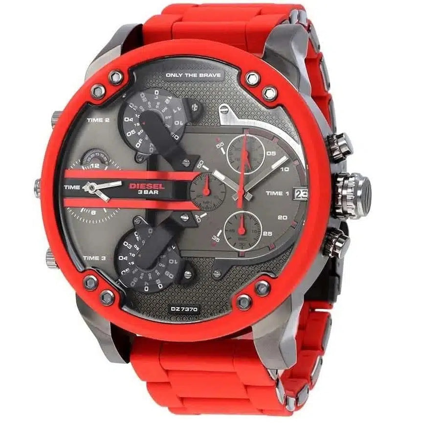 Diesel DZ7370 Red Rubber Strap With Grey Dial Men's Watch