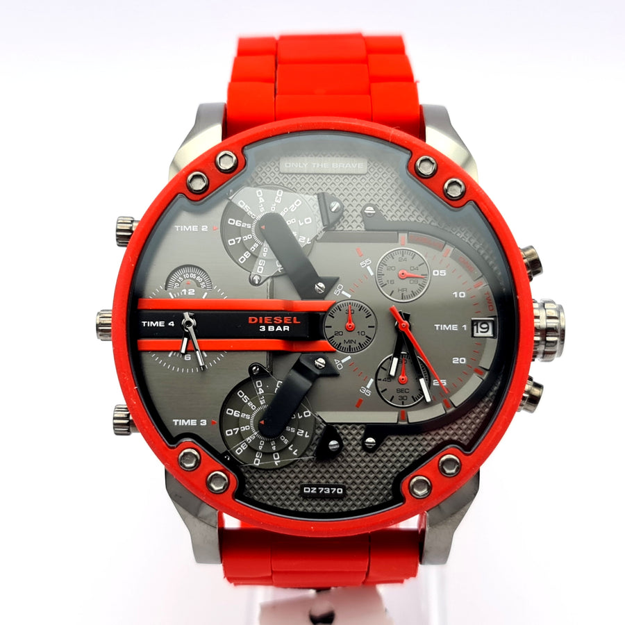 Diesel DZ7370 Red Rubber Strap With Grey Dial Men's Watch