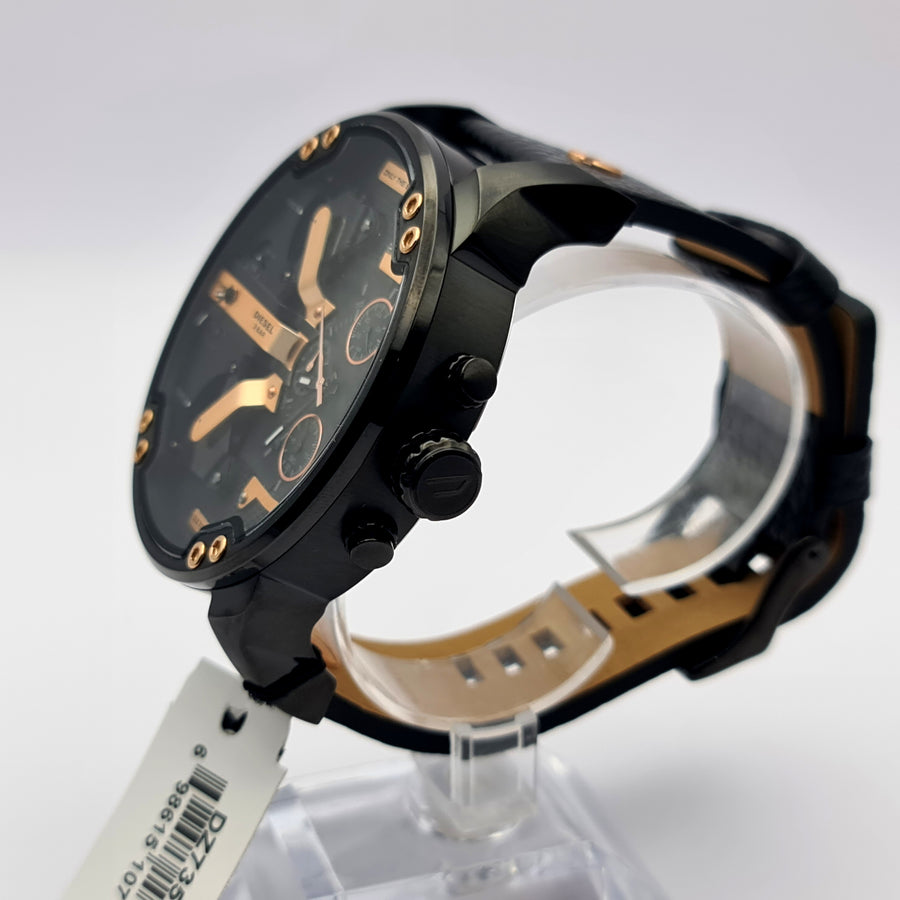 Diesel DZ7350 Leather Strap With Black Dial Men's Watch