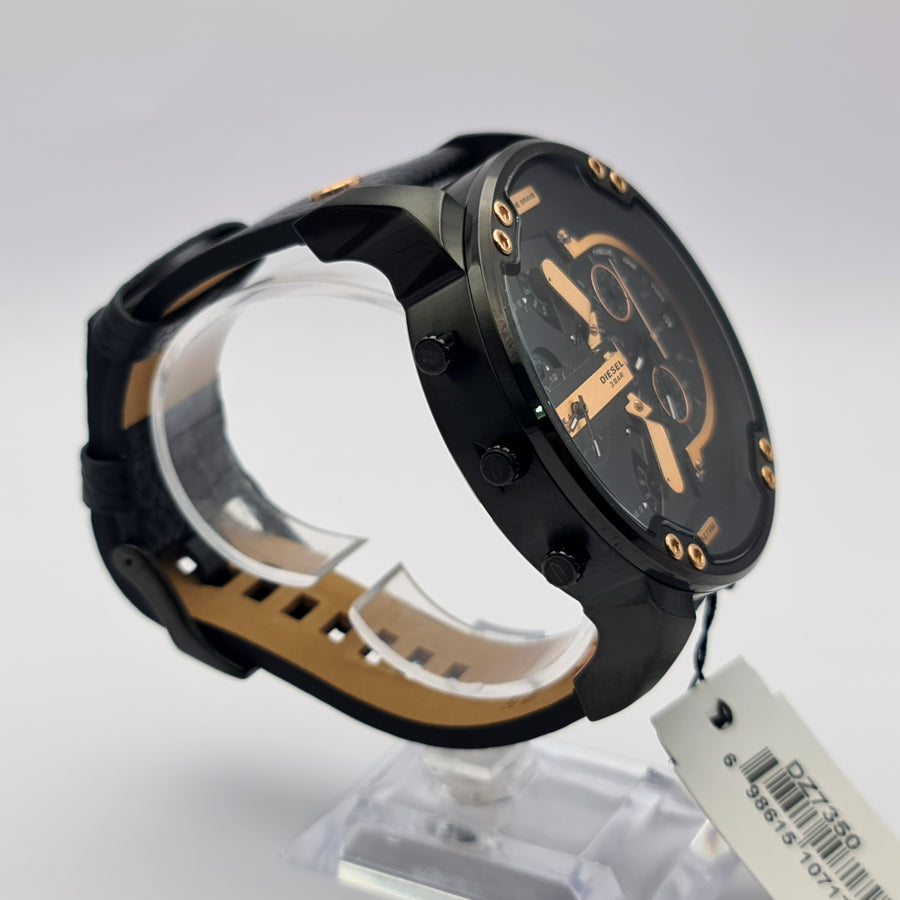 Diesel DZ7350 Leather Strap With Black Dial Men's Watch