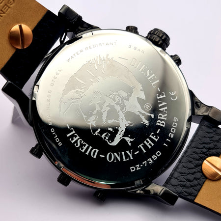 Diesel DZ7350 Leather Strap With Black Dial Men's Watch
