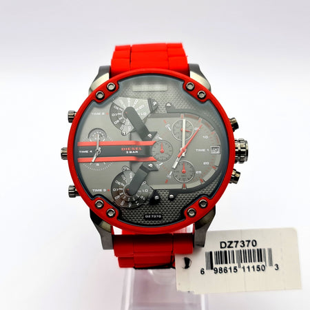 Diesel DZ7370 Red Rubber Strap With Grey Dial Men's Watch