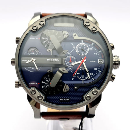 Diesel DZ7314 Mens Watch Brown Leather Strap With Blue Dial