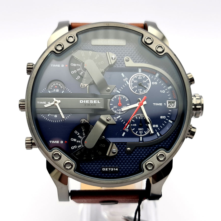 Diesel DZ7314 Mens Watch Brown Leather Strap With Blue Dial