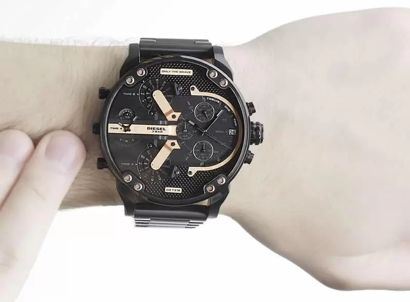 Diesel DZ7312 Mens Watch Stainless Steel Black With Gold Dial