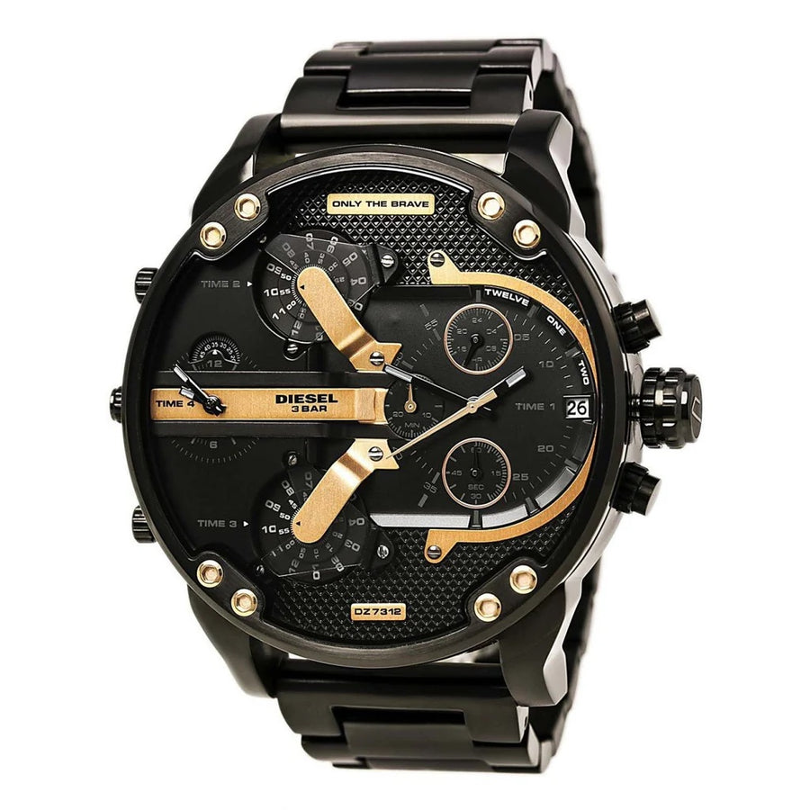 Diesel DZ7312 Mens Watch Stainless Steel Black With Gold Dial