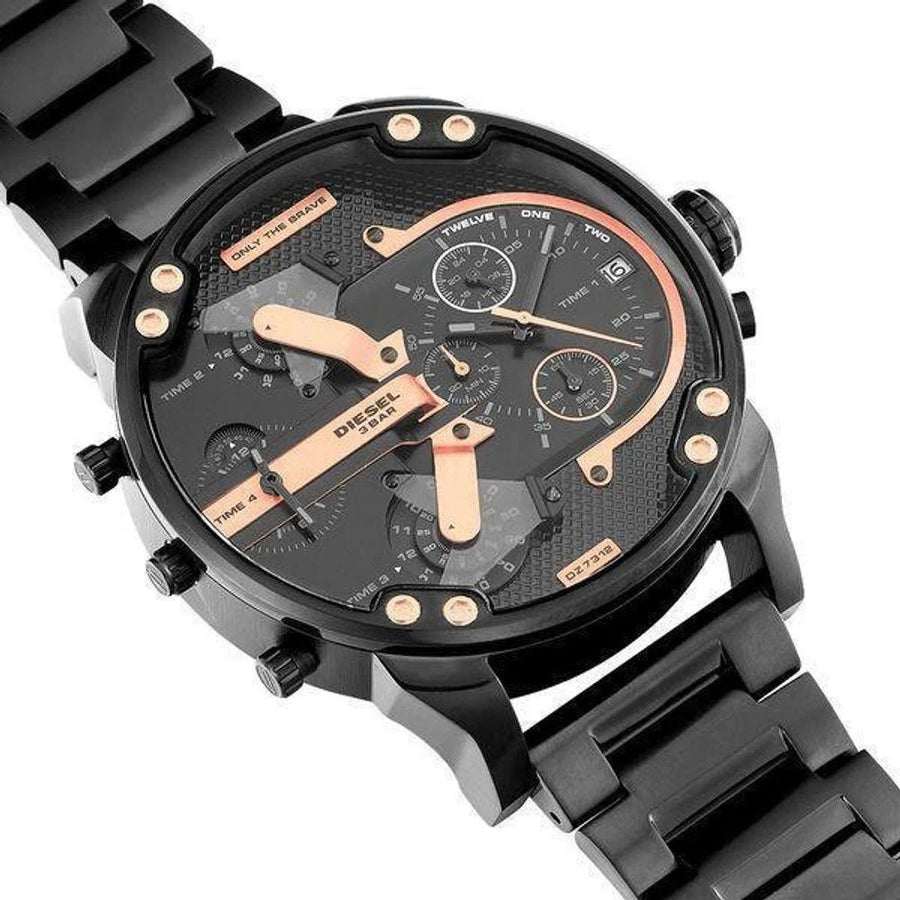 Diesel DZ7312 Mens Watch Stainless Steel Black With Gold Dial
