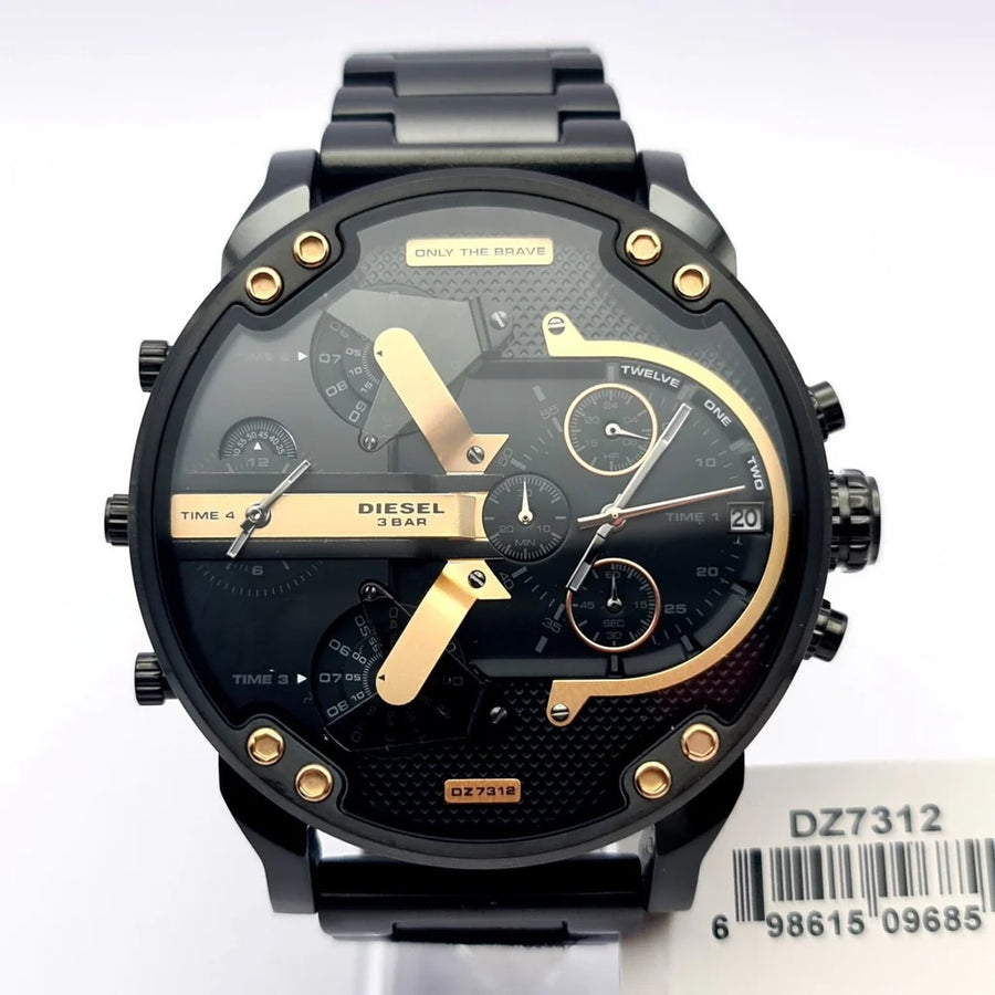 Diesel DZ7312 Mens Watch Stainless Steel Black With Gold Dial