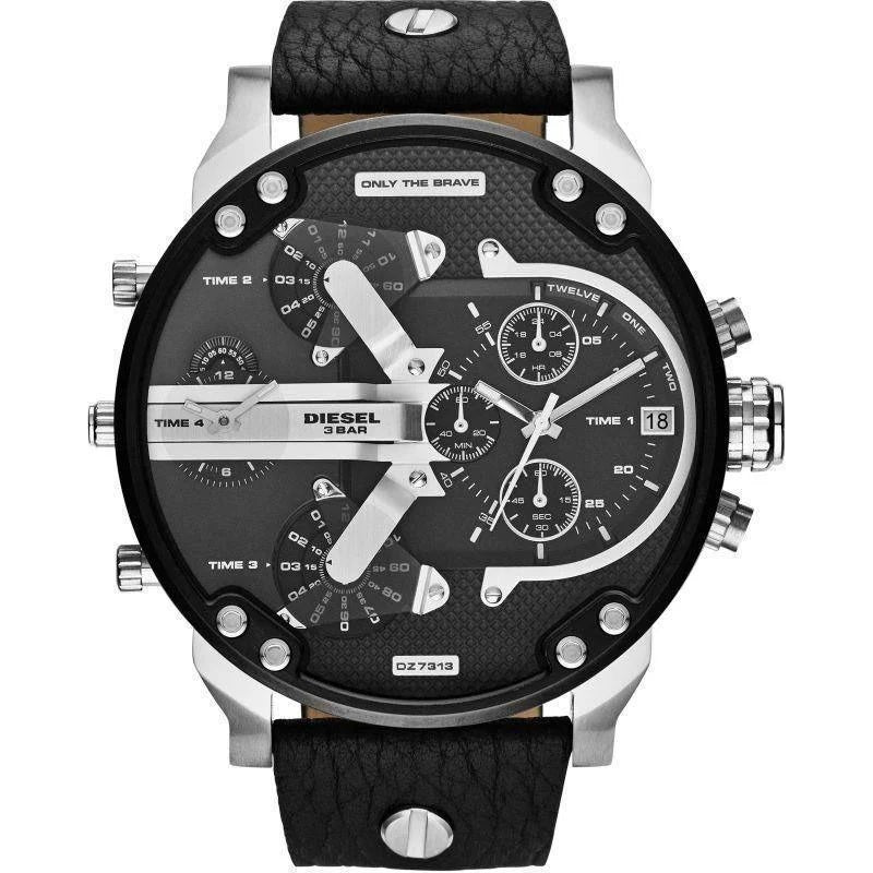Diesel DZ7313 Black Leather Watches For Men