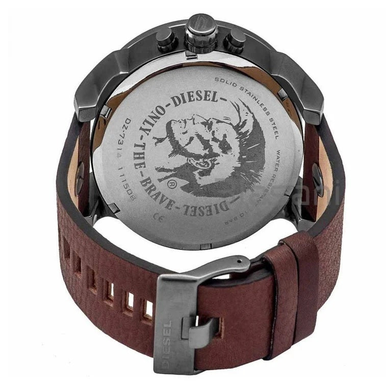 Diesel DZ7314 Mens Watch Brown Leather Strap With Blue Dial