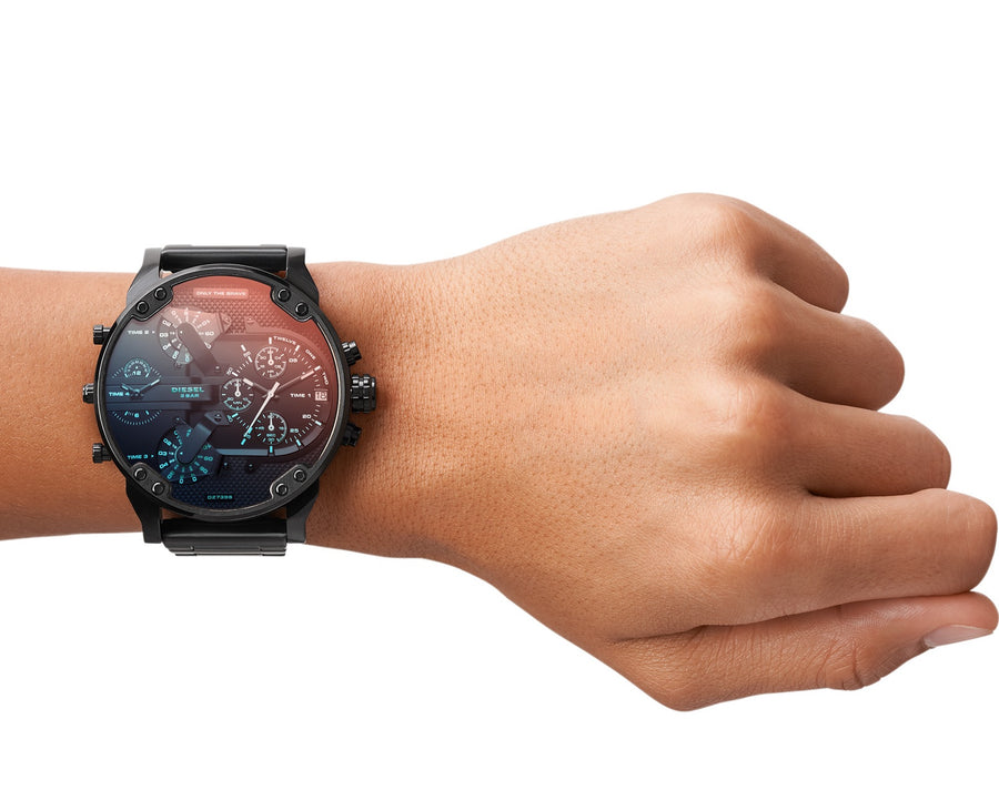 Diesel DZ7395 Black Stainless Steel Iridescent Dial Mens Watch