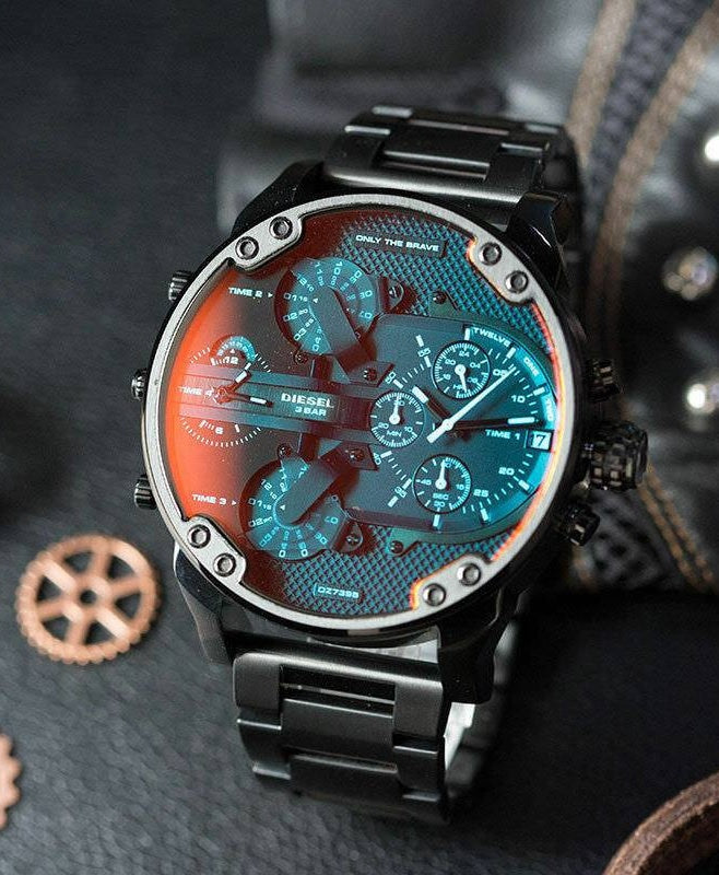 Diesel DZ7395 Black Stainless Steel Iridescent Dial Mens Watch