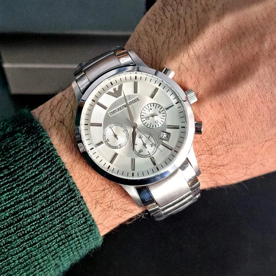 Emporio Armani AR2458 Stainless Steel Silver Dial Watch for Men