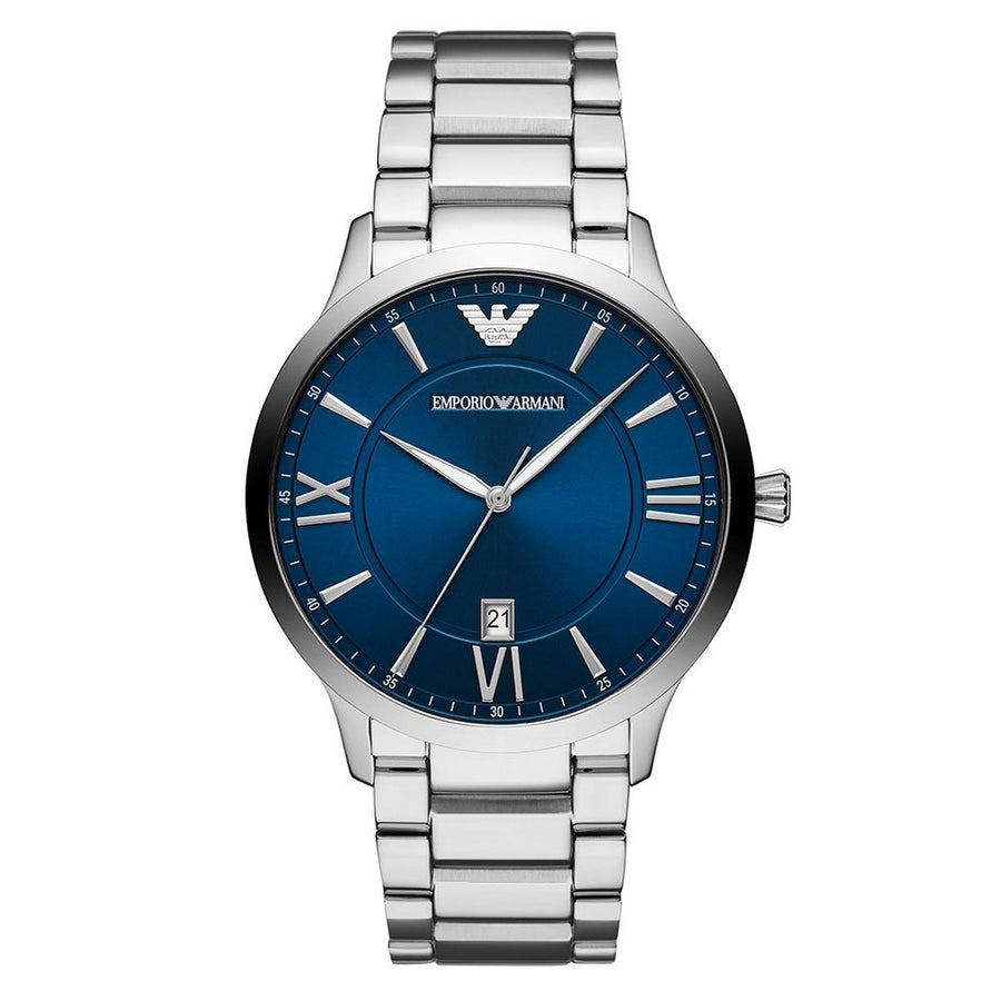 Emporio Armani Mens Watch AR11227 Silver Stainless Steel Blue Dial