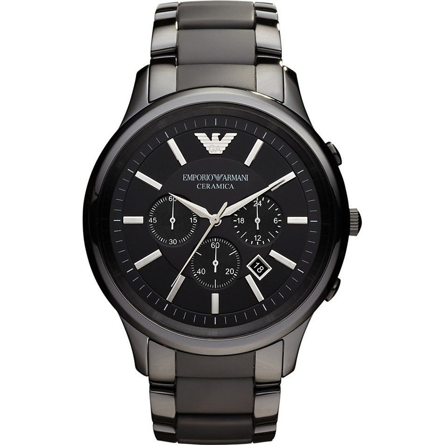 Emporio Armani AR1451 Mens Watch Stainless Steel Ceramic Black Dial